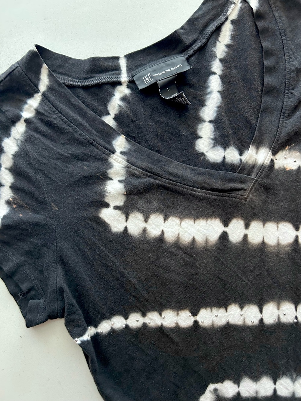 I.N.C. Reverse Tie Dye Studded Tee - Picture 3 of 5